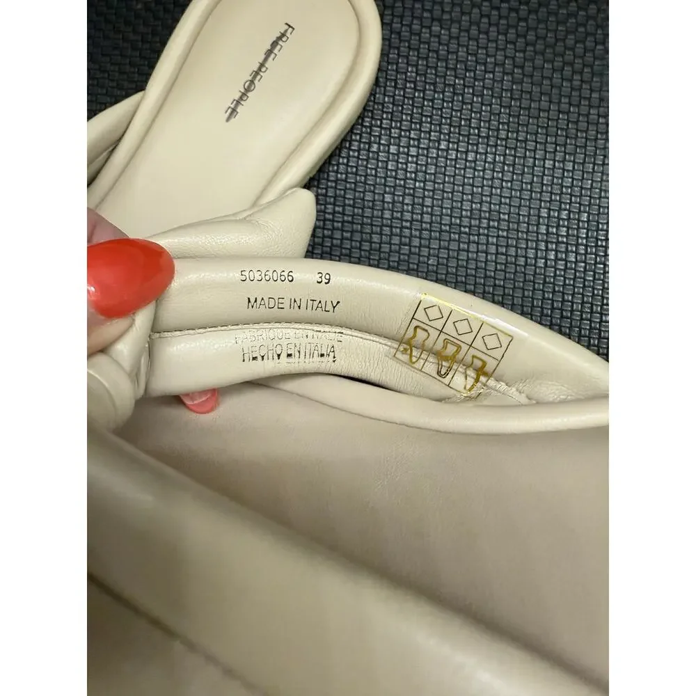 Free People Size 8 Brynn Bow Sandals Grey Nude Flip Flops Thongs Neutral Italy